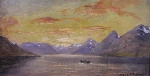 Knud Bergslien Nordnorsk fjordidyll France oil painting art
